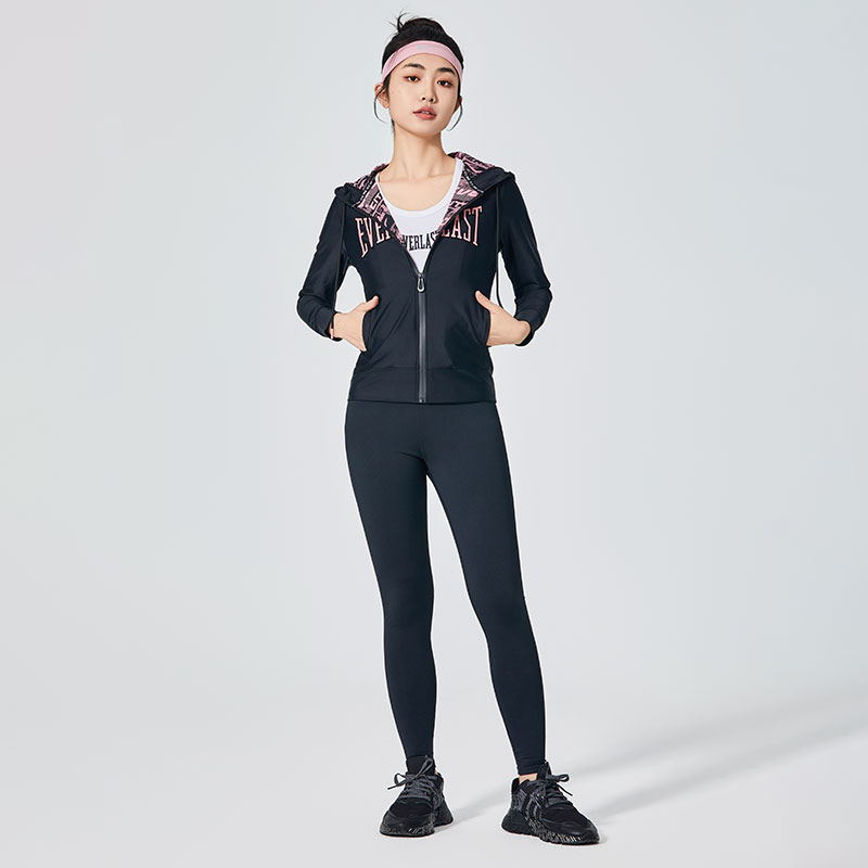 Női tiszta fekete klasszikus sport leggings