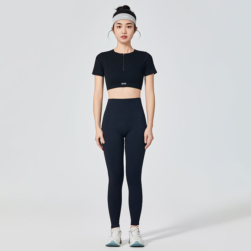 Női varrat nélküli fekete klasszikus sport leggings